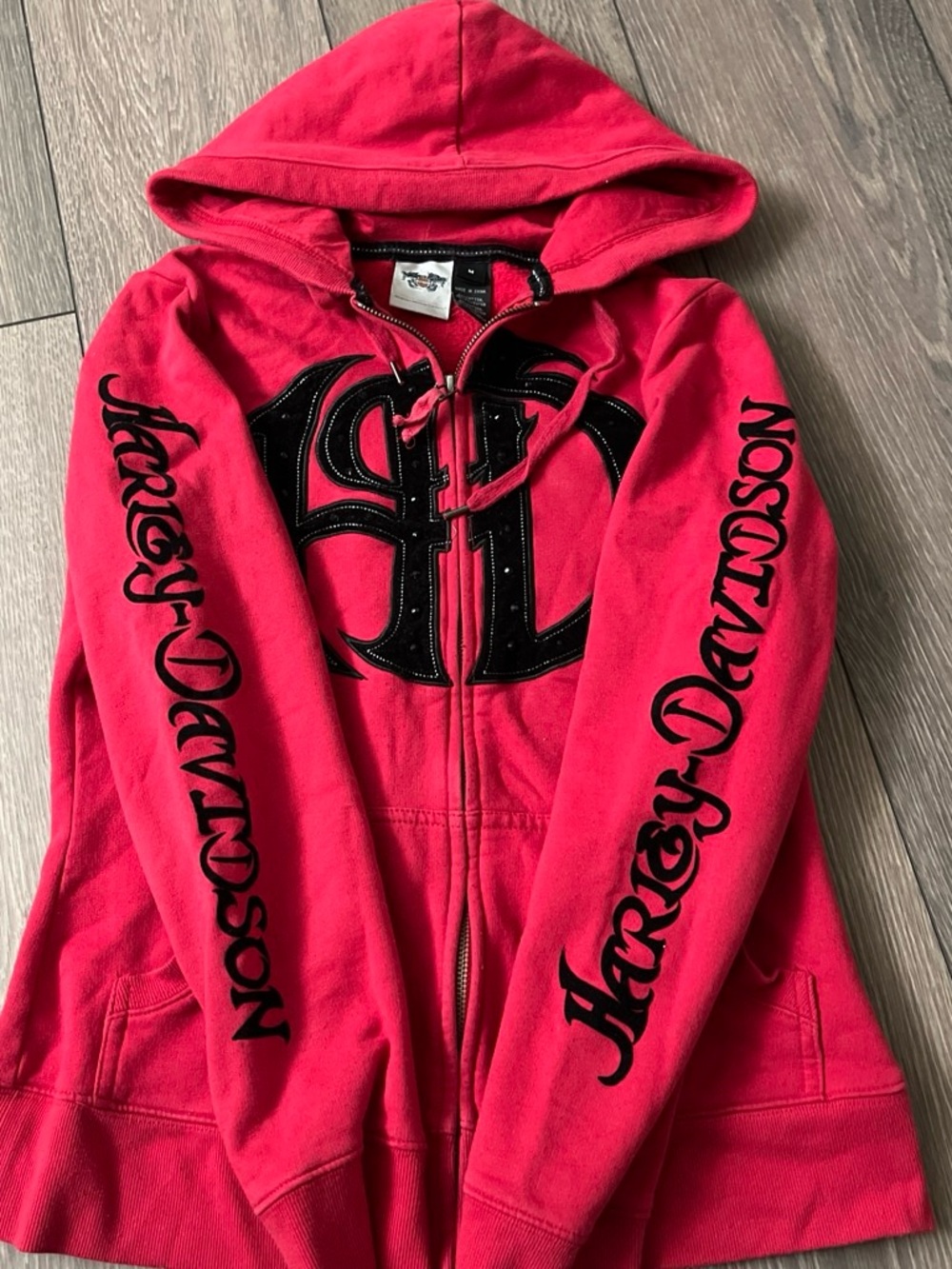 Harley-Davidson Hot Pink Hooded Zip Jacket with Black Logo
